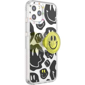 PopSockets iPhone 12/12 Pro Case with Repositionable Slide Grip and Compatible with MagSafe – Black(All Smiles)