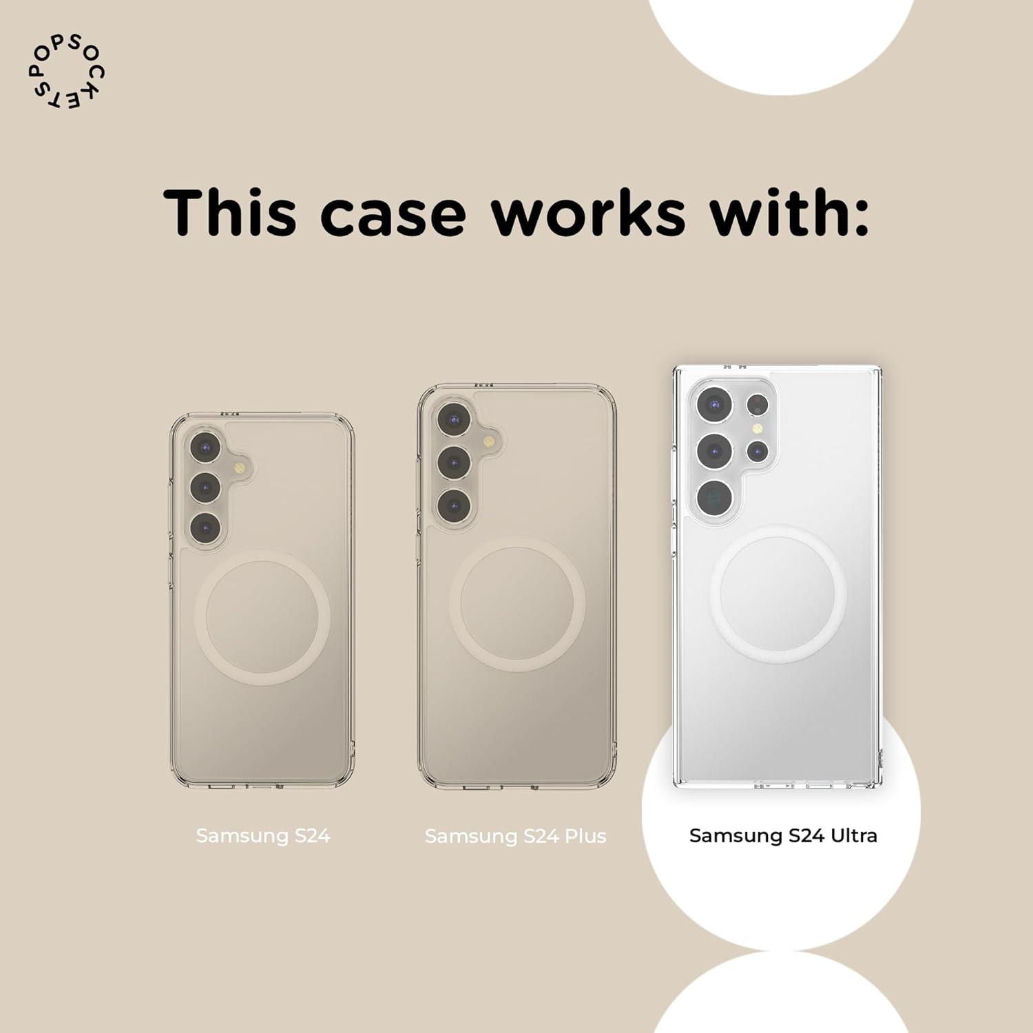 imagePopSockets Case for Samsung Galaxy S24 Compatible with MagSafe with Magnetic PopGrip Phone Grip Included Phone Case for Galaxy S24 Cute PopSockets AuraClear