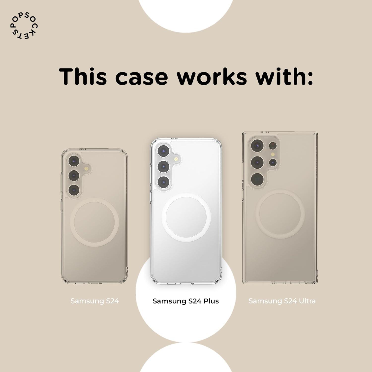 imagePopSockets Case for Samsung Galaxy S24 Compatible with MagSafe with Magnetic PopGrip Phone Grip Included Phone Case for Galaxy S24 Cute PopSockets AuraClear