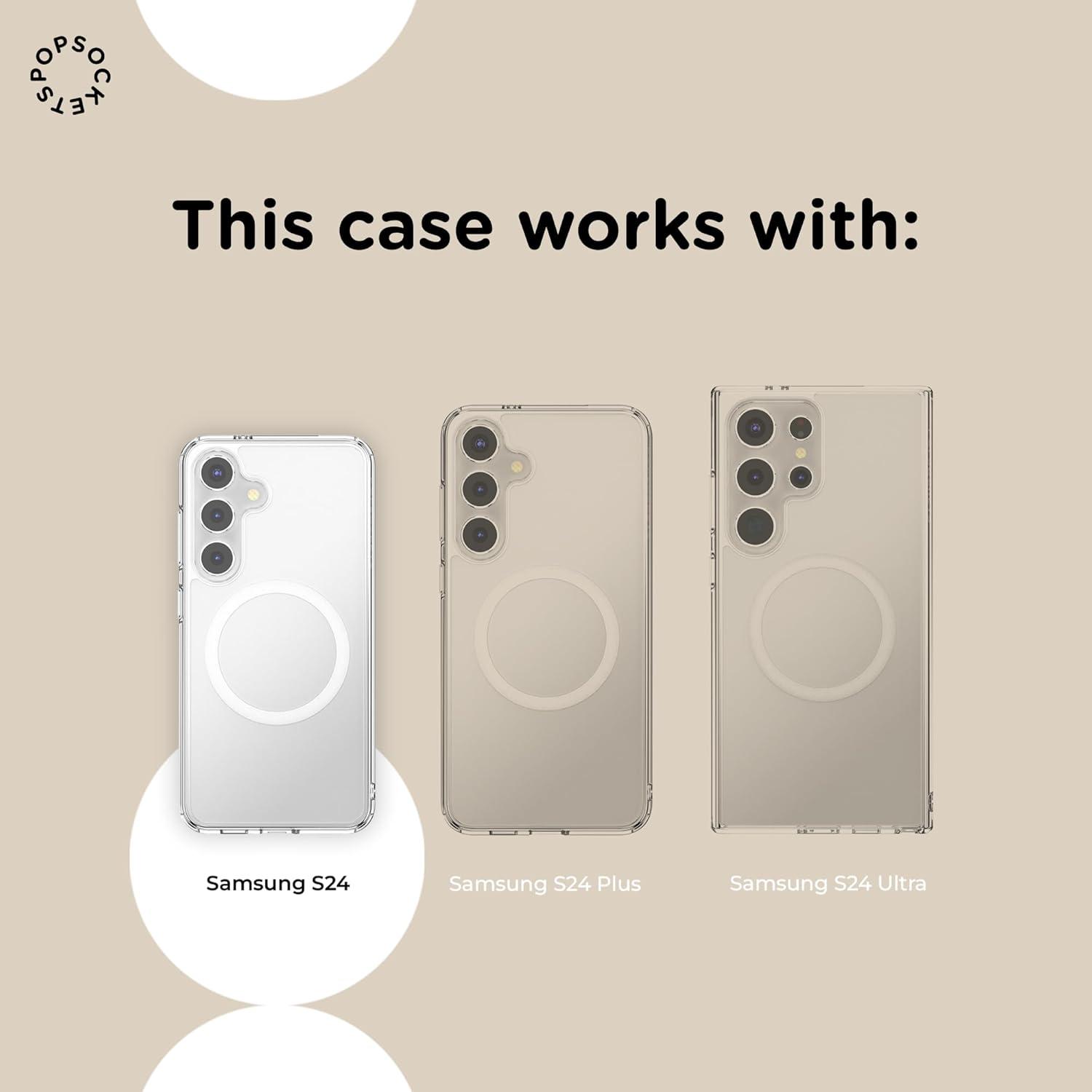 imagePopSockets Case for Samsung Galaxy S24 Compatible with MagSafe with Magnetic PopGrip Phone Grip Included Phone Case for Galaxy S24 Cute PopSockets AuraClear