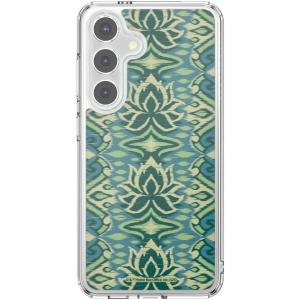 PopSockets Samsung Galaxy S24 Case Compatible with MagSafe, with Magnetic Round Phone Grip Included, Phone Case for Galaxy S24 – White Lotus Textile