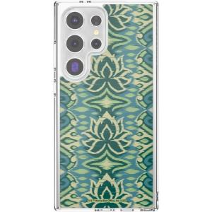 PopSockets Samsung Galaxy S24 Ultra Case Compatible with MagSafe, with Magnetic Round Phone Grip Included, Phone Case for Galaxy S24 Ultra – White Lotus Textile