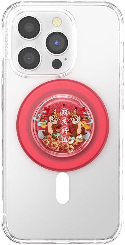imagePopSockets Phone Grip for MagSafe with Kickstand Magnetic Stand Swappable Top Secure Hold for iPhone MagSafe Cases Phone amp Tablet Grip Disney Enamel Tonal Flower MickeyChip n Dale