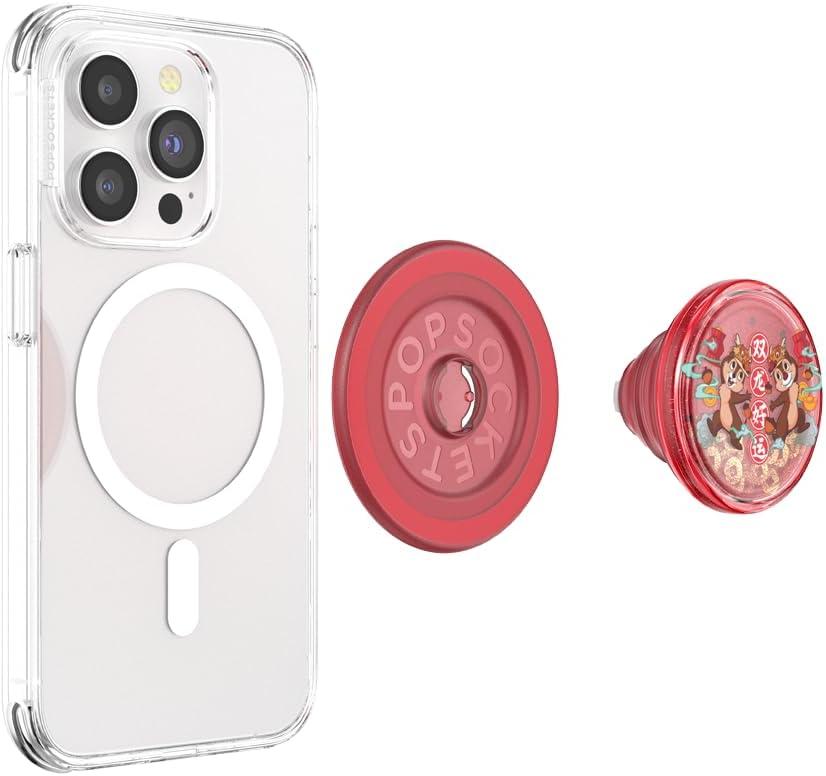 imagePopSockets Phone Grip for MagSafe with Kickstand Magnetic Stand Swappable Top Secure Hold for iPhone MagSafe Cases Phone amp Tablet Grip Disney Enamel Tonal Flower MickeyChip n Dale