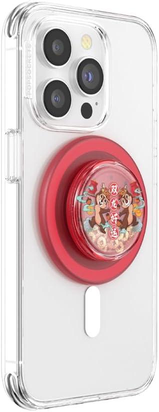 imagePopSockets Phone Grip for MagSafe with Kickstand Magnetic Stand Swappable Top Secure Hold for iPhone MagSafe Cases Phone amp Tablet Grip Disney Enamel Tonal Flower MickeyChip n Dale