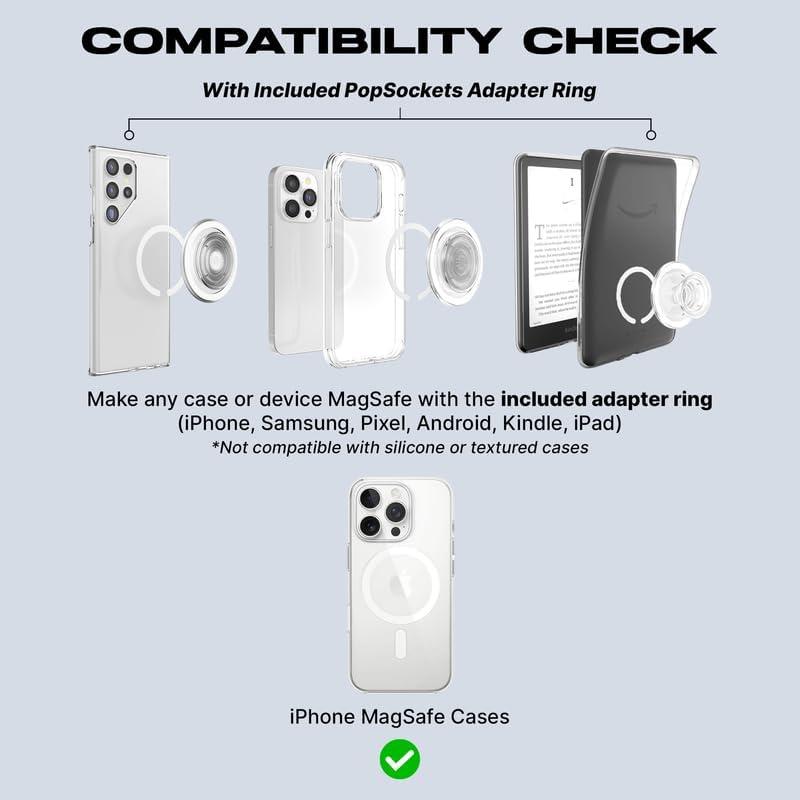 imagePopSockets Phone Grip for MagSafe with Kickstand Magnetic Stand Swappable Top Secure Hold for iPhone MagSafe Cases Phone amp Tablet Grip Disney Enamel Tonal Flower MickeyPoison Apple