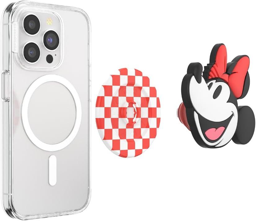 imagePopSockets Phone Grip for MagSafe with Kickstand Magnetic Stand Swappable Top Secure Hold for iPhone MagSafe Cases Phone amp Tablet Grip Disney Enamel Tonal Flower MickeyClassic Minnie