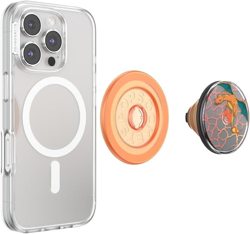 imagePopSockets Phone Grip with Expanding Kickstand Adhesive Grip Enamel Pokemon Bulbasaur NapCharizard in Flight