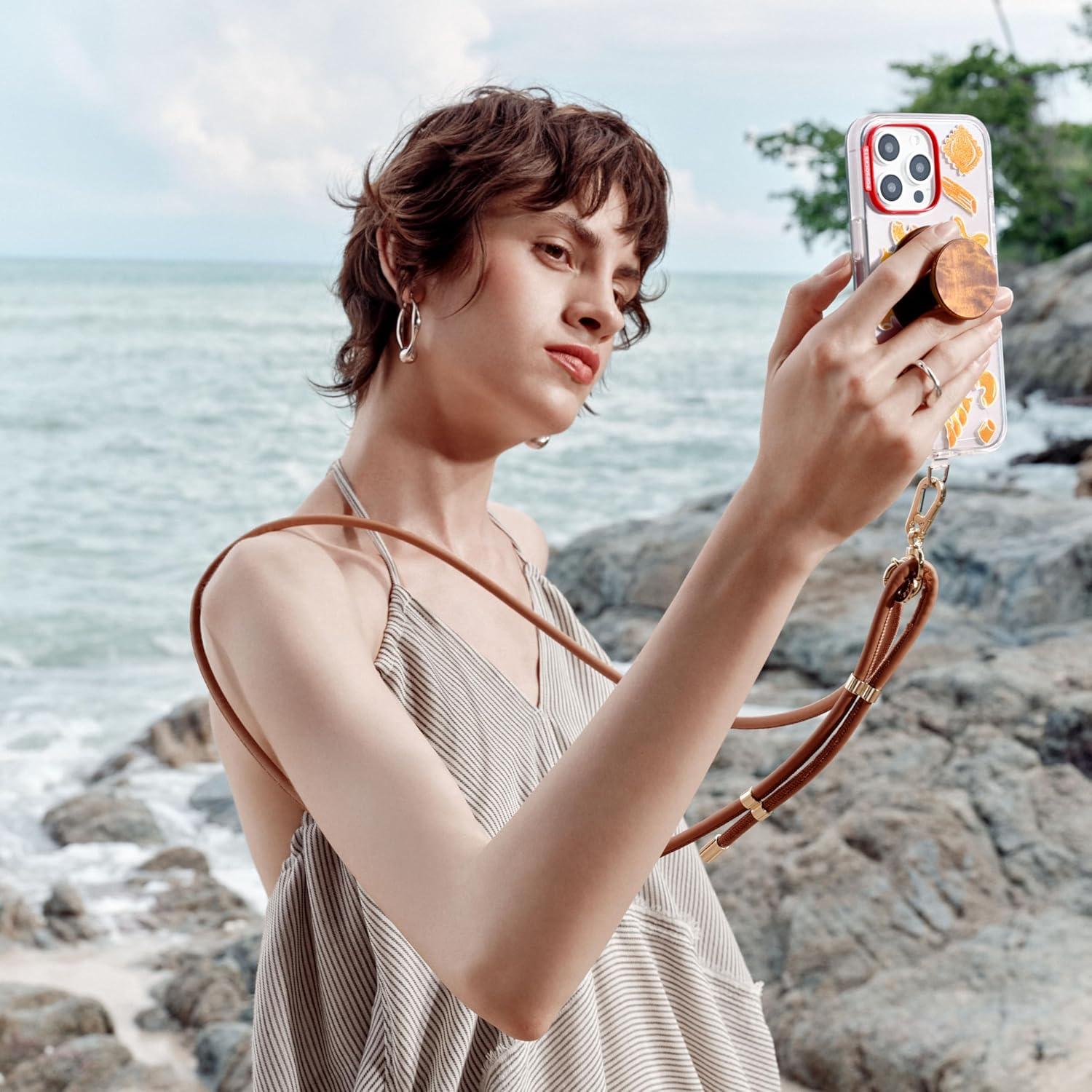 imagePopSockets Phone Lanyard Phone Holder Crossbody Device Strap King Cobra CobaltCognac