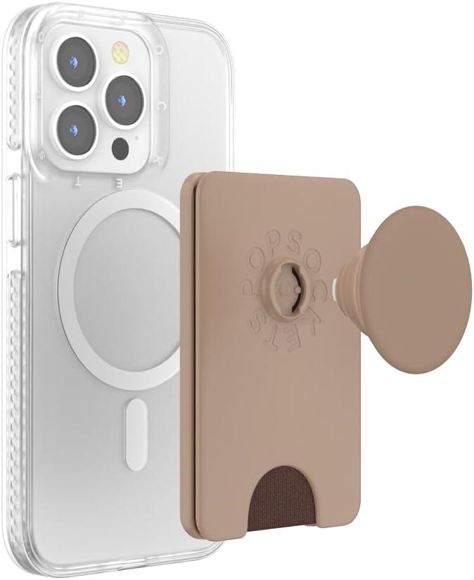 imagePopSockets Phone Wallet with Expanding Grip and Adapter Ring for MagSafe Phone Card Holder Wireless Charging Compatible Wallet Compatible with MagSafe FatigueLatte