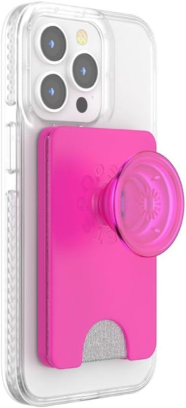 imagePopSockets Phone Wallet with Expanding Grip and Adapter Ring for MagSafe Phone Card Holder Wireless Charging Compatible Wallet Compatible with MagSafe FatigueMagenta