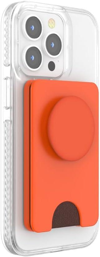 imagePopSockets Phone Wallet with Expanding Grip and Adapter Ring for MagSafe Phone Card Holder Wireless Charging Compatible Wallet Compatible with MagSafe FatiguePersimmon