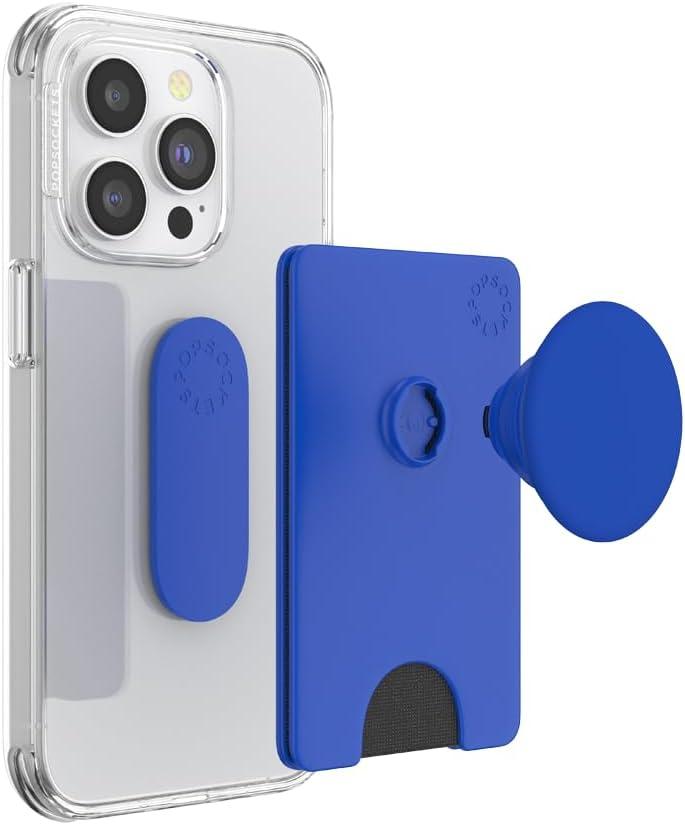 imagePopSockets Phone Wallet with Expanding Grip and Adapter Ring for MagSafe Phone Card Holder Wireless Charging Compatible Wallet Compatible with MagSafe FatigueCobalt
