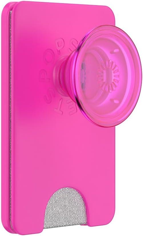imagePopSockets Phone Wallet with Expanding Grip and Adapter Ring for MagSafe Phone Card Holder Wireless Charging Compatible Wallet Compatible with MagSafe FatigueMagenta