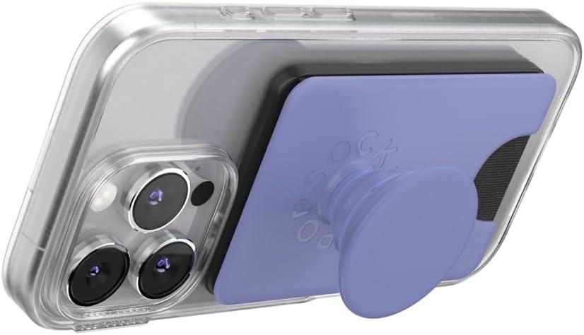 imagePopSockets Phone Wallet with Expanding Grip and Adapter Ring for MagSafe Phone Card Holder Wireless Charging Compatible Wallet Compatible with MagSafe FatiguePeriwinkle