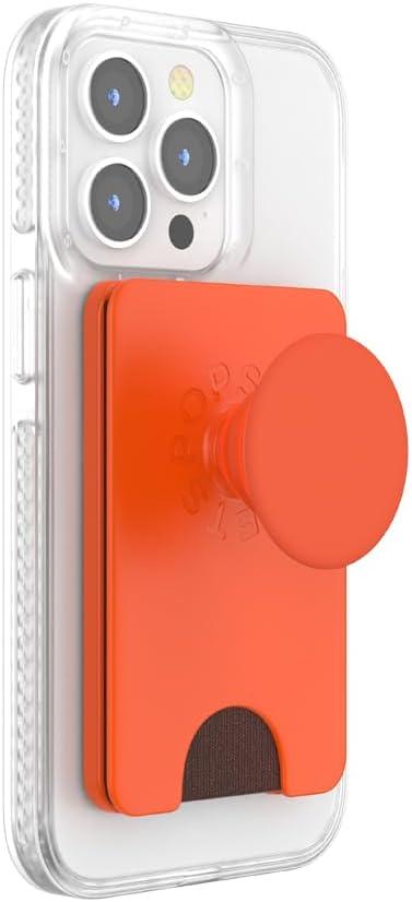 imagePopSockets Phone Wallet with Expanding Grip and Adapter Ring for MagSafe Phone Card Holder Wireless Charging Compatible Wallet Compatible with MagSafe FatiguePersimmon