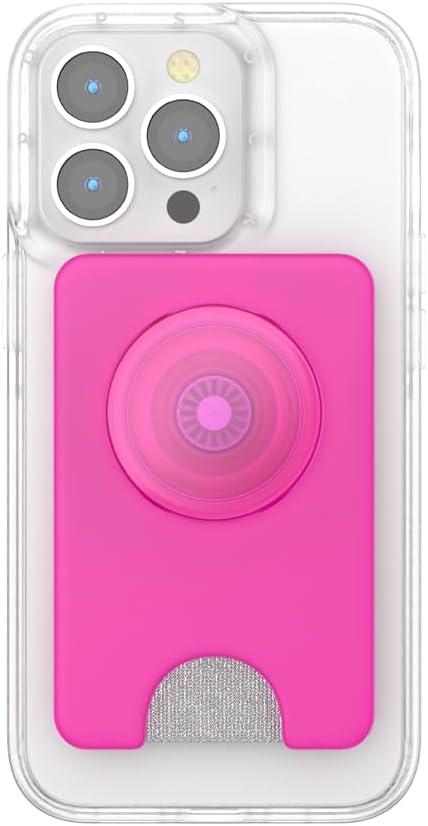 imagePopSockets Phone Wallet with Expanding Grip and Adapter Ring for MagSafe Phone Card Holder Wireless Charging Compatible Wallet Compatible with MagSafe FatigueMagenta
