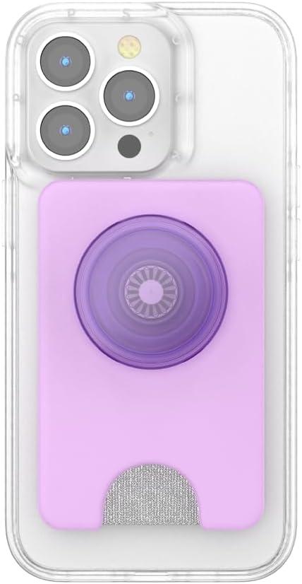 imagePopSockets Phone Wallet with Expanding Grip and Adapter Ring for MagSafe Phone Card Holder Wireless Charging Compatible Wallet Compatible with MagSafe FatigueLavender