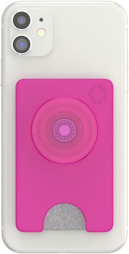 imagePopSockets Phone Wallet with Expanding Grip and Adapter Ring for MagSafe Phone Card Holder Wireless Charging Compatible Wallet Compatible with MagSafe FatigueMagenta