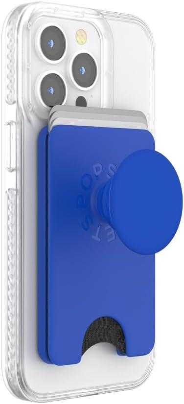 imagePopSockets Phone Wallet with Expanding Grip and Adapter Ring for MagSafe Phone Card Holder Wireless Charging Compatible Wallet Compatible with MagSafe FatigueCobalt