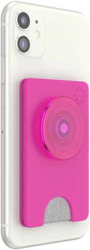 imagePopSockets Phone Wallet with Expanding Grip and Adapter Ring for MagSafe Phone Card Holder Wireless Charging Compatible Wallet Compatible with MagSafe FatigueMagenta