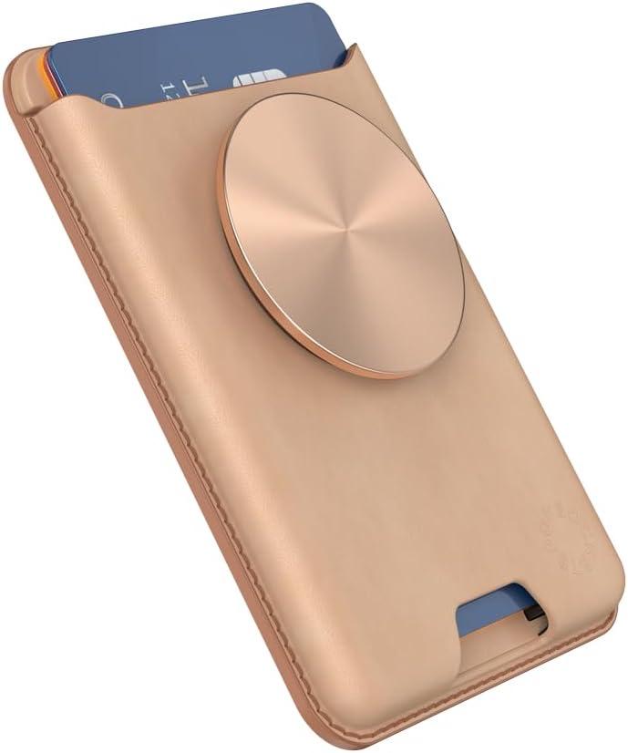 imagePopSockets Softgoods Phone Wallet and Adapter Ring for MagSafe Phone Card Holder Wireless Charging Compatible Wallet Compatible with MagSafe EucalyptusTan Nigiri