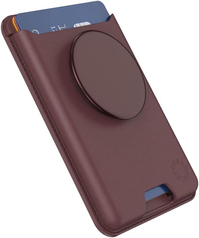 imagePopSockets Softgoods Phone Wallet and Adapter Ring for MagSafe Phone Card Holder Wireless Charging Compatible Wallet Compatible with MagSafe EucalyptusOxblood