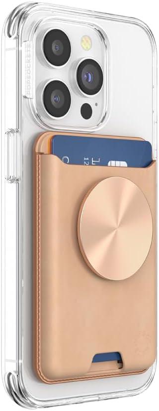 imagePopSockets Softgoods Phone Wallet and Adapter Ring for MagSafe Phone Card Holder Wireless Charging Compatible Wallet Compatible with MagSafe EucalyptusTan Nigiri