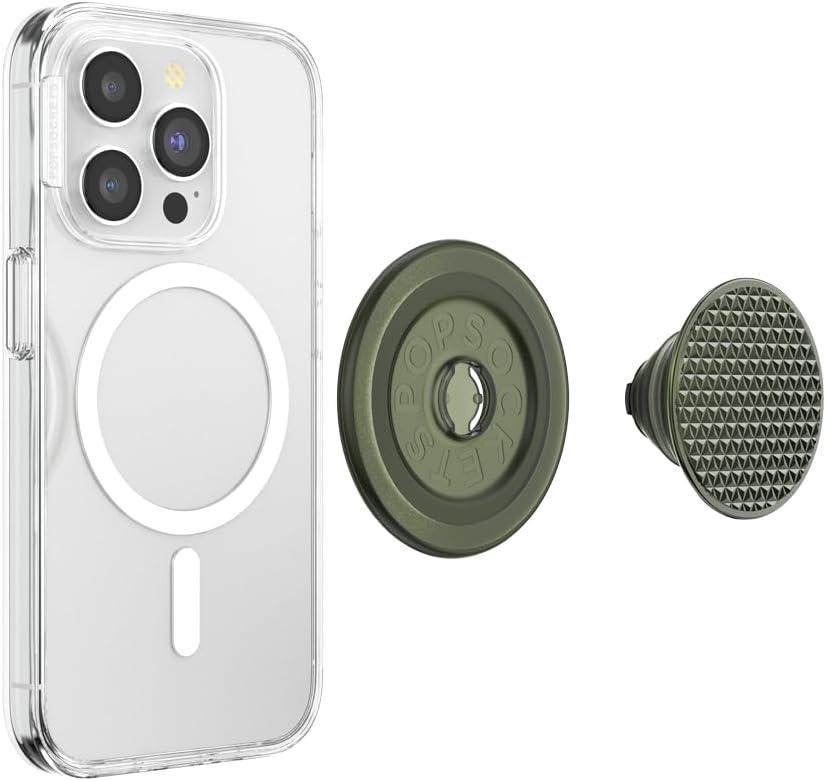 imagePopSockets Translucent Phone Grip with Expanding Kickstand PopSockets for Phone Adhesive Grip Translucent PopGrip Into The Woods Molded Flower Fresh PineKnurl Olive