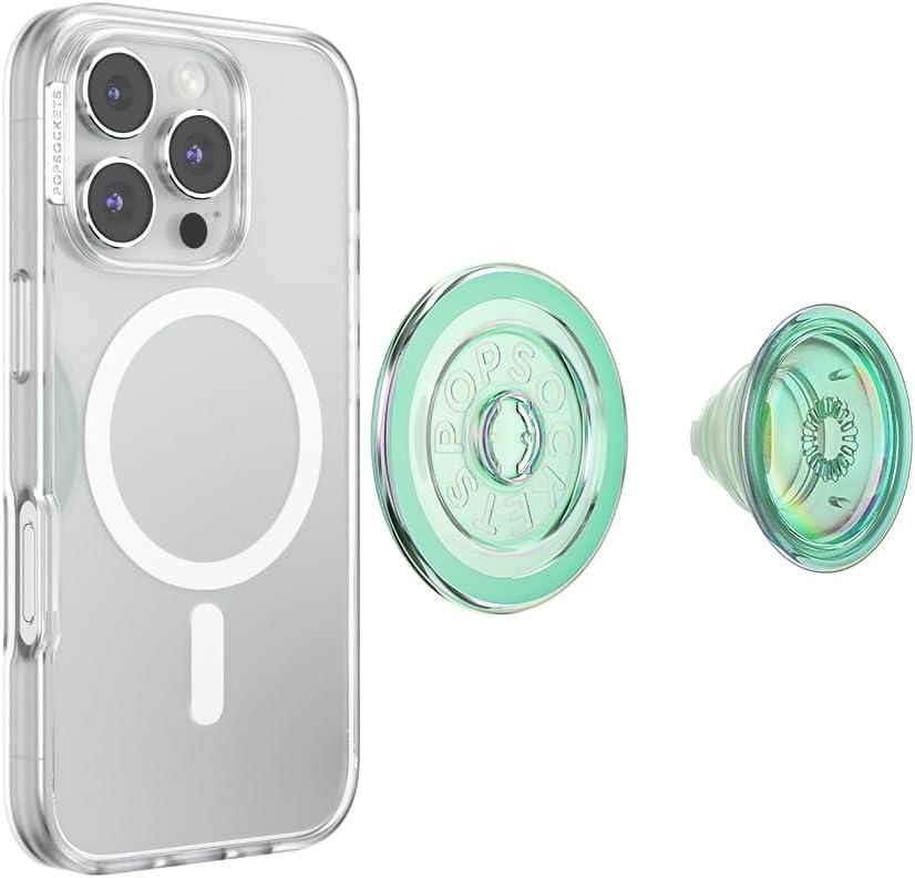 imagePopSockets Translucent Phone Grip with Expanding Kickstand PopSockets for Phone Adhesive Grip Translucent PopGrip Into The Woods Molded Flower Fresh PineIridescent Turq