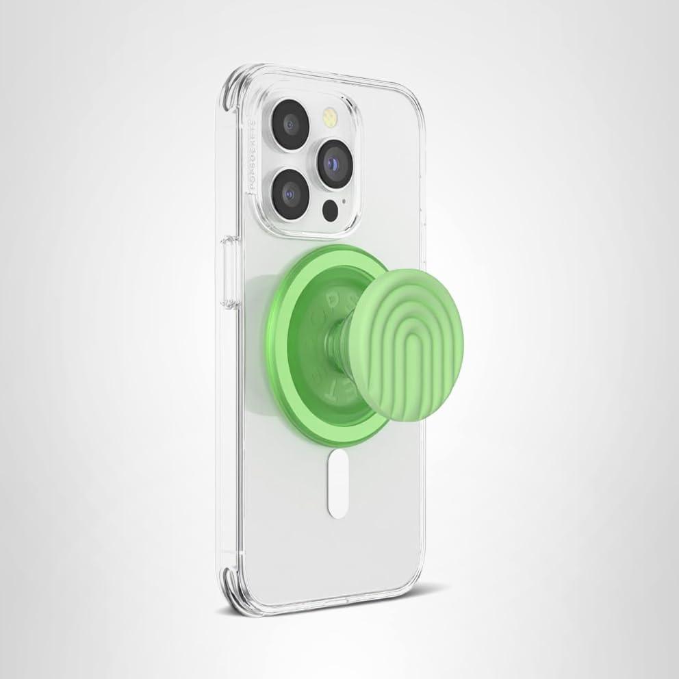 imageTitle PopSockets Phone Grip for MagSafe with Kickstand Magnetic Stand Swappable Top Secure Hold for iPhone MagSafe Cases Phone amp Tablet Grip Ripple Iridescent AbsintheMatcha Curves