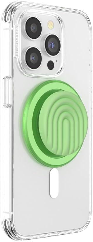 imageTitle PopSockets Phone Grip for MagSafe with Kickstand Magnetic Stand Swappable Top Secure Hold for iPhone MagSafe Cases Phone amp Tablet Grip Ripple Iridescent AbsintheMatcha Curves