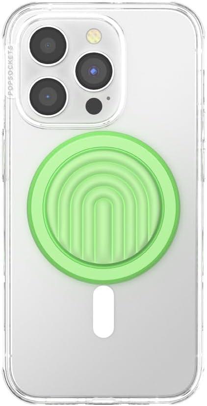 imageTitle PopSockets Phone Grip for MagSafe with Kickstand Magnetic Stand Swappable Top Secure Hold for iPhone MagSafe Cases Phone amp Tablet Grip Ripple Iridescent AbsintheMatcha Curves