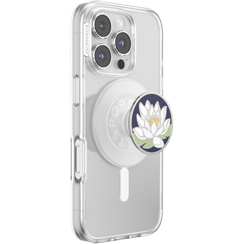 imagePopSockets Phone Grip for MagSafe with Kickstand Magnetic Stand Swappable Top Secure Hold for iPhone MagSafe Cases Phone amp Tablet Grip  Welcome to The White LotusWater Lily Midnight