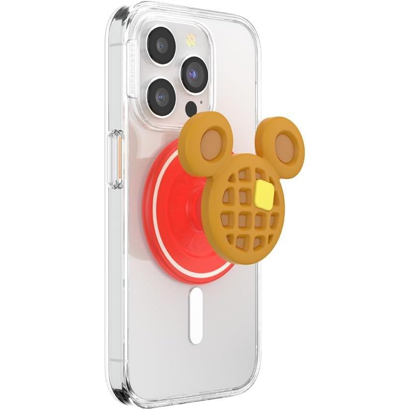 imagePopSockets Phone Grip for MagSafe with Kickstand Magnetic Stand Swappable Top Secure Hold for iPhone MagSafe Cases Phone amp Tablet Grip Disney  Enamel Tonal Flower MickeyMickey Waffle