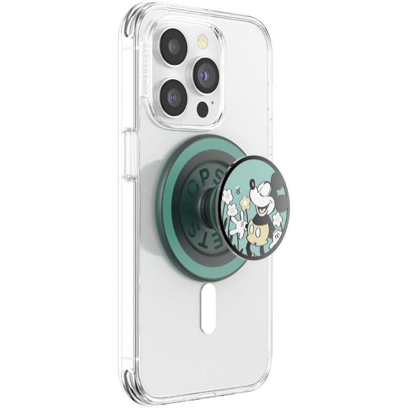 imagePopSockets Phone Grip for MagSafe with Kickstand Magnetic Stand Swappable Top Secure Hold for iPhone MagSafe Cases Phone amp Tablet Grip Disney  Enamel Tonal Flower MickeyTonal Flower