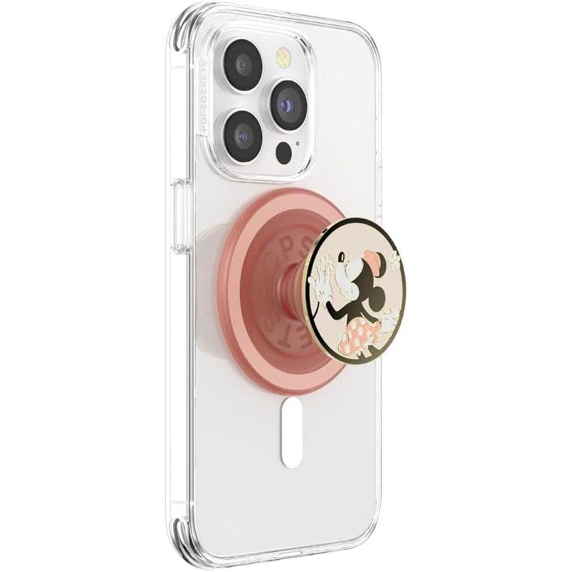 imagePopSockets Phone Grip for MagSafe with Kickstand Magnetic Stand Swappable Top Secure Hold for iPhone MagSafe Cases Phone amp Tablet Grip Disney  Enamel Tonal Flower MickeyMinnie Sniff