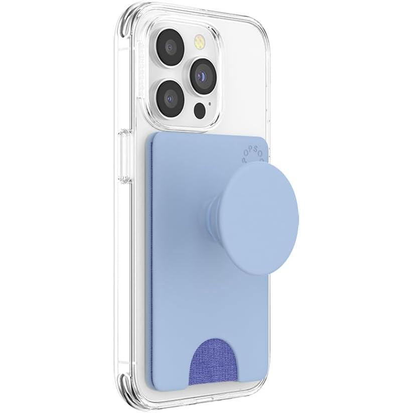 imagePopSockets Phone Wallet with Expanding Grip and Adapter Ring for MagSafe Phone Card Holder Wireless Charging Compatible Wallet Compatible with MagSafe FatigueCornflower Blue