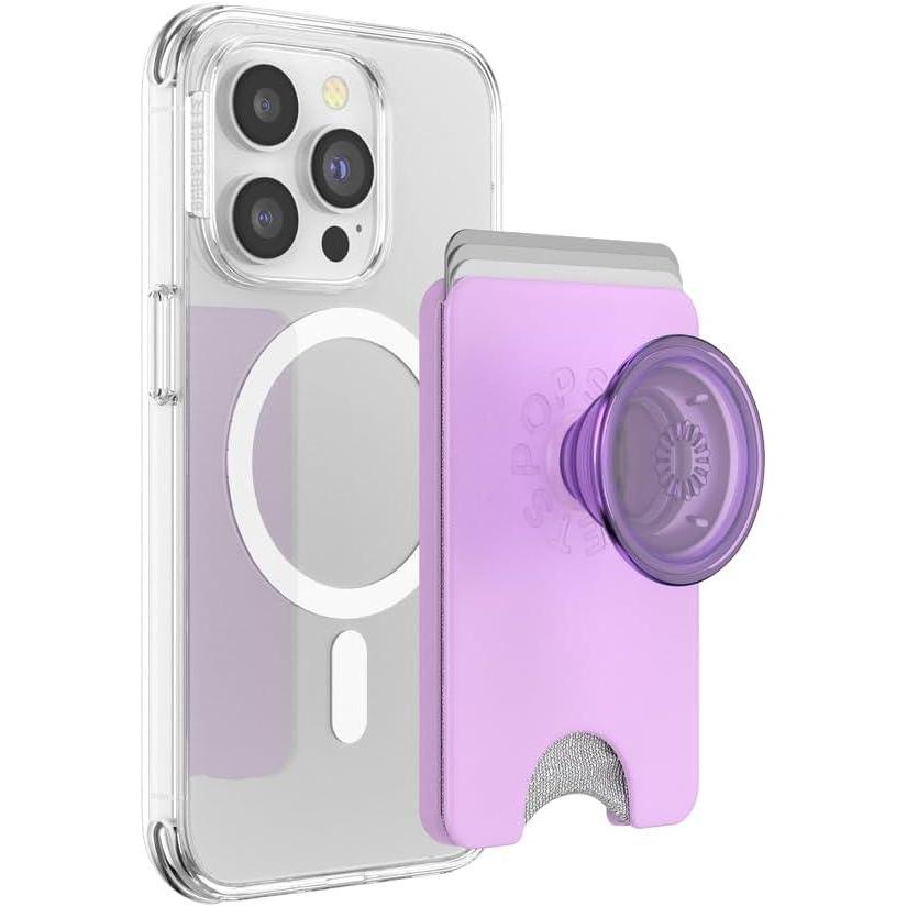 imagePopSockets Phone Wallet with Expanding Grip and Adapter Ring for MagSafe Phone Card Holder Wireless Charging Compatible Wallet Compatible with MagSafe FatigueLavender