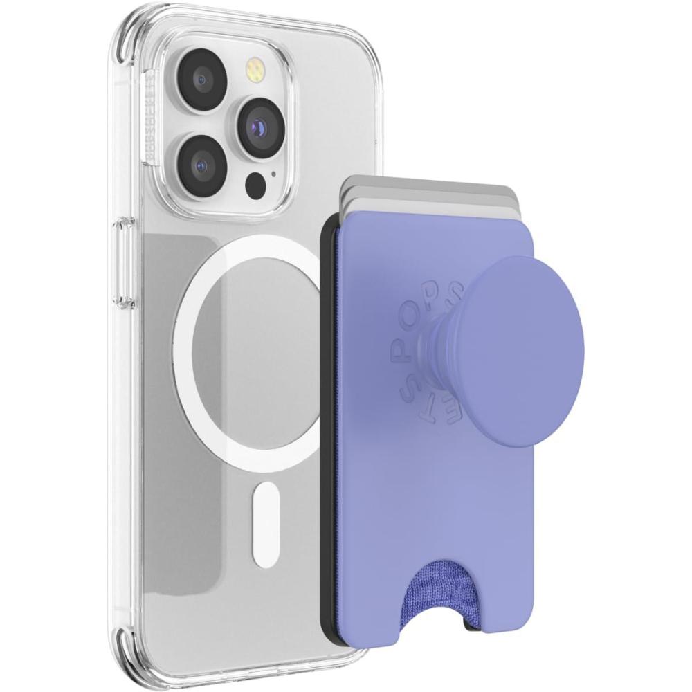 imagePopSockets Phone Wallet with Expanding Grip and Adapter Ring for MagSafe Phone Card Holder Wireless Charging Compatible Wallet Compatible with MagSafe FatiguePeriwinkle