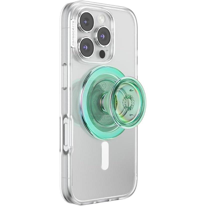imagePopSockets Translucent Phone Grip with Expanding Kickstand PopSockets for Phone Adhesive Grip Translucent PopGrip Into The Woods  Molded Flower Fresh PineIridescent Turq