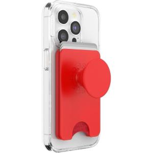 PopSockets Phone Wallet with Expanding Grip and Adapter Ring for MagSafe, Phone Card Holder, Wireless Charging Compatible, Wallet Compatible with MagSafe – Fatigue(Rosso)