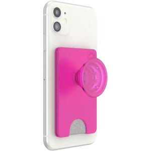 PopSockets Phone Wallet with Expanding Grip and Adapter Ring for MagSafe, Phone Card Holder, Wireless Charging Compatible, Wallet Compatible with MagSafe – Fatigue(Magenta)