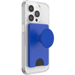 PopSockets Phone Wallet with Expanding Grip and Adapter Ring for MagSafe, Phone Card Holder, Wireless Charging Compatible, Wallet Compatible with MagSafe – Fatigue(Cobalt)