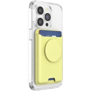 PopSockets Softgoods Phone Wallet and Adapter Ring for MagSafe, Phone Card Holder, Wireless Charging Compatible, Wallet Compatible with MagSafe® – Eucalyptus(Yellow)