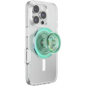 PopSockets Translucent Phone Grip with Expanding Kickstand, PopSockets for Phone, Adhesive Grip, Translucent PopGrip, Into The Woods – Molded Flower Fresh Pine(Iridescent Turq)