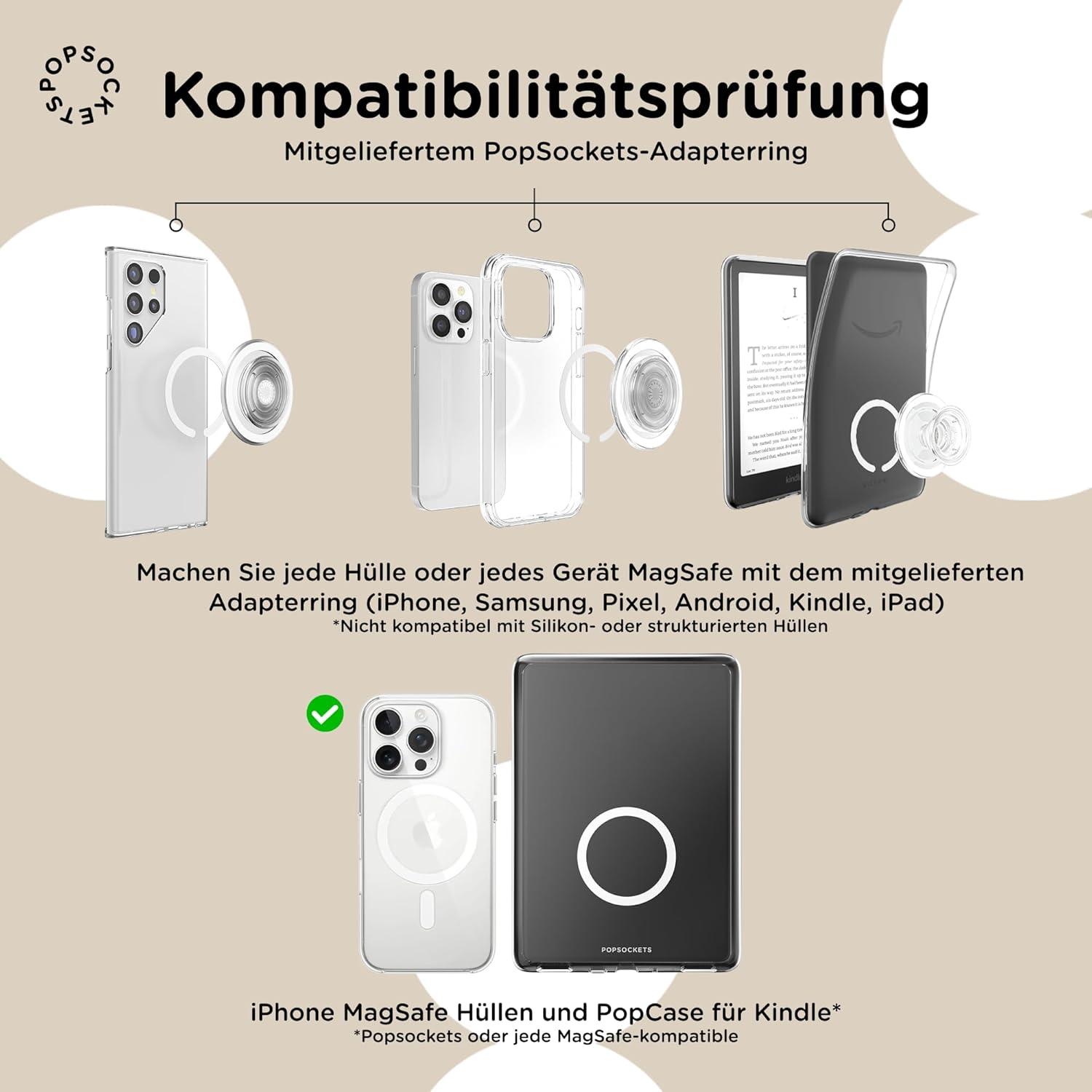 imagePopSockets Phone Grip Compatible with MagSafe Adapter Ring for MagSafe Included Phone Holder Wireless Charging Compatible HorchataCoco Curves