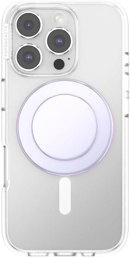 imagePopSockets Phone Grip Compatible with MagSafe Adapter Ring for MagSafe Included Phone Holder Wireless Charging Compatible HorchataIridescent White