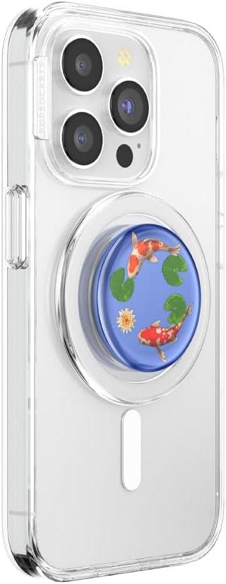 imagePopSockets Phone Grip for MagSafe with Kickstand Magnetic Stand Swappable Top Secure Hold for iPhone MagSafe Cases Phone amp Tablet Grip Koi PondKoi Pond