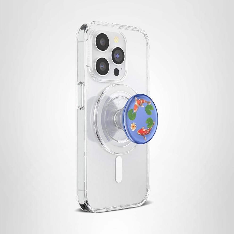 imagePopSockets Phone Grip for MagSafe with Kickstand Magnetic Stand Swappable Top Secure Hold for iPhone MagSafe Cases Phone amp Tablet Grip Koi PondKoi Pond